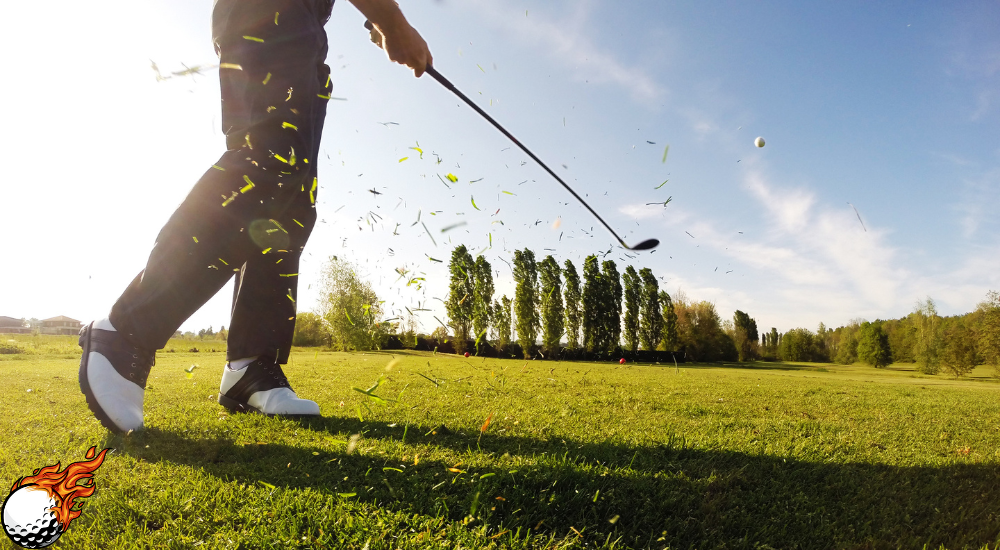 A player has take a shot on golf ball