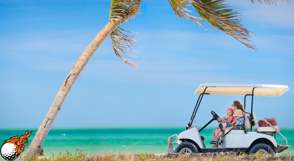 golf cart on the beach side